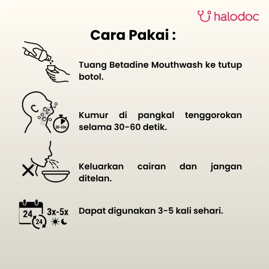 Betadine Mouthwash and Gargle 100 ml - Gambar 4