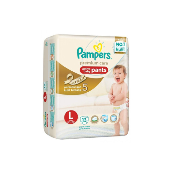 PAMPERS PREMIUM CARE ACTIVE BABY PANTS L 13 PIECES PAMPERS PREMIUM CARE ACTIVE BABY PANTS L 13 PIECES