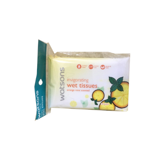 WATSONS INVIGORATING WET TISSUES ORANGE SCENTED 10 LEMBAR WATSONS INVIGORATING WET TISSUES ORANGE SCENTED 10 LEMBAR