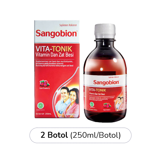 Sangobion Vita Tonik Cranbery 250 ml 2 Botol - Hemat Borongan Sangobion Vita Tonik Cranbery 250 ml 2 Botol - Hemat Borongan