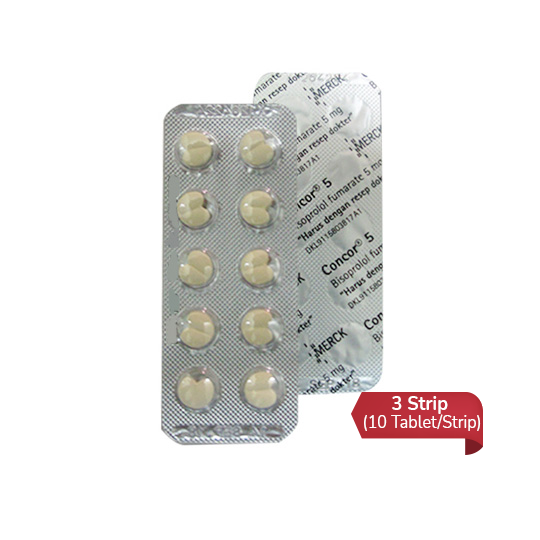 Concor 5 mg 3 Strip (10 Tablet/Strip) - Obat Rutin Concor 5 mg 3 Strip (10 Tablet/Strip) - Obat Rutin