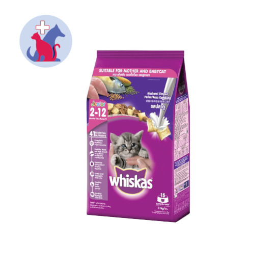 Whiskas Junior Rasa Mackerel Dry 1.1 kg Kegunaan, Efek Samping, Dosis