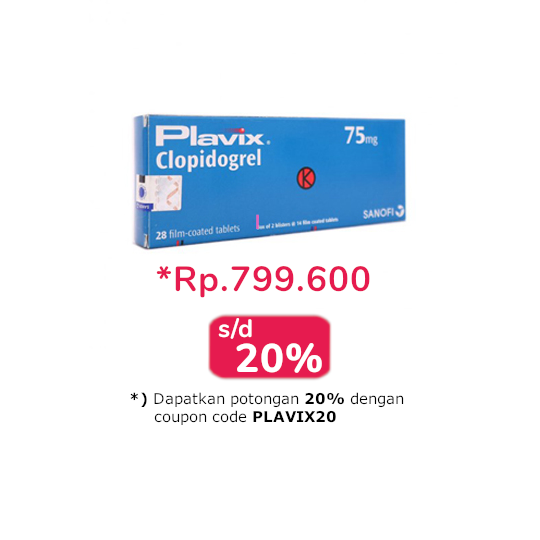 Plavix 75 mg 28 Tablet - Obat Rutin Plavix 75 mg 28 Tablet - Obat Rutin
