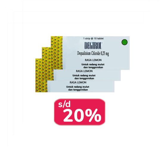 Degirol Hisap 0.25 mg 3 Strip (10 Tablet/Strip) - Hemat Borongan Degirol Hisap 0.25 mg 3 Strip (10 Tablet/Strip) - Hemat Borongan