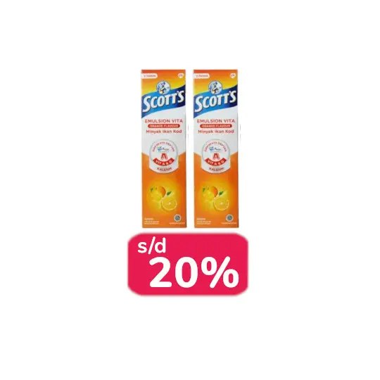 SCOTT'S EMULSION VITA ORANGE 400 ML 2 BOTOL - LEBIH HEMAT SCOTT'S EMULSION VITA ORANGE 400 ML 2 BOTOL - LEBIH HEMAT
