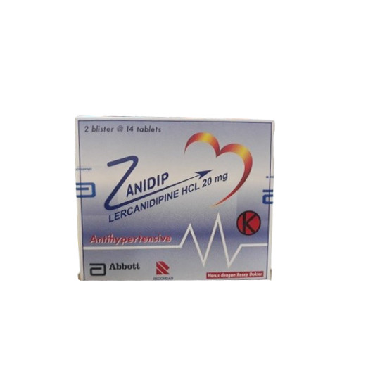 Zanidip 20 mg 2 Strip (14 Tablet/Strip) - Obat Rutin Zanidip 20 mg 2 Strip (14 Tablet/Strip) - Obat Rutin
