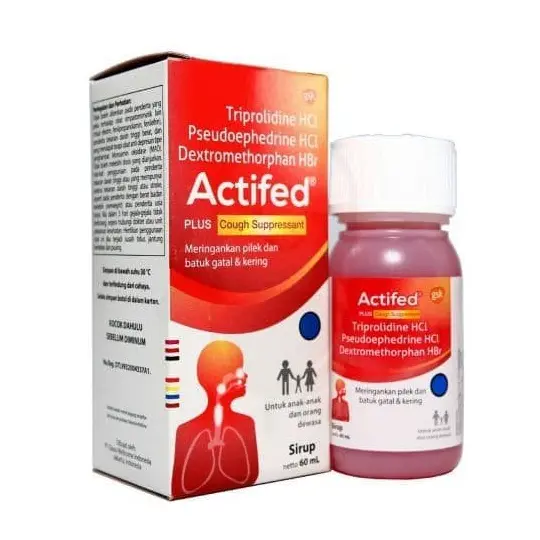 Actifed Plus Cough Supressant Sirup 60 ml (Merah) Kegunaan, Efek