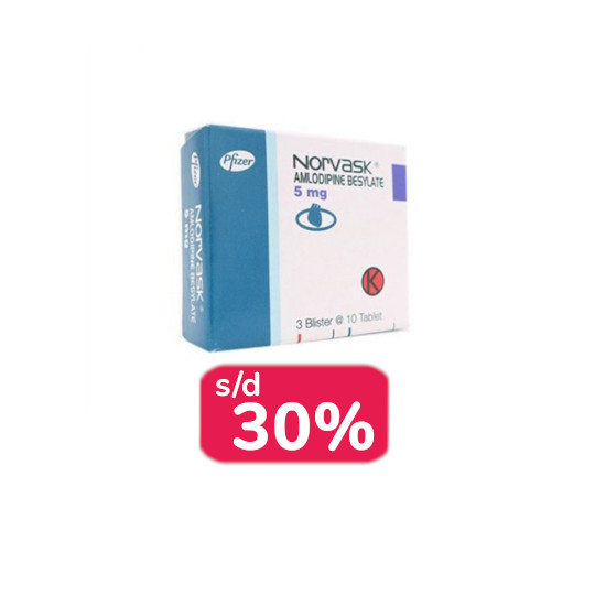 NORVASK 5 MG 30 TABLET - OBAT RUTIN NORVASK 5 MG 30 TABLET - OBAT RUTIN