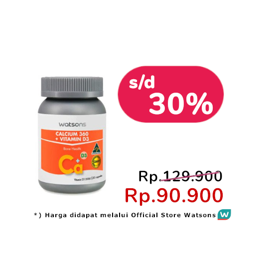 WATSONS CALCIUM 360MG + VITAMIN D3 30 KAPSUL - Kegunaan, Efek Samping ...