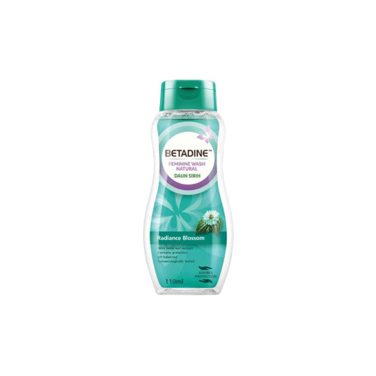 Betadine Feminine Wash Natural Daun Sirih Radiance Blossom 110 ml Betadine Feminine Wash Natural Daun Sirih Radiance Blossom 110 ml