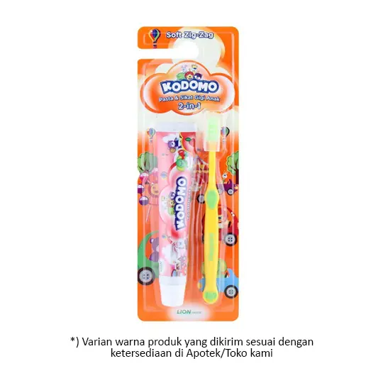Kodomo Soft Toothbrush Zig Zag 2 In 1 2 Pieces (Random Warna)