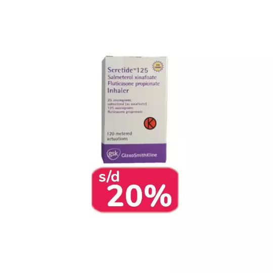 SERETIDE INHALER 25/125 MCG 120 DOSIS 2 BOX - OBAT RUTIN SERETIDE INHALER 25/125 MCG 120 DOSIS 2 BOX - OBAT RUTIN