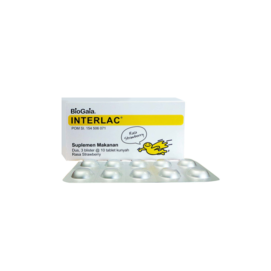 Interlac Kunyah Rasa Strawberry 10 Tablet Interlac Kunyah Rasa Strawberry 10 Tablet