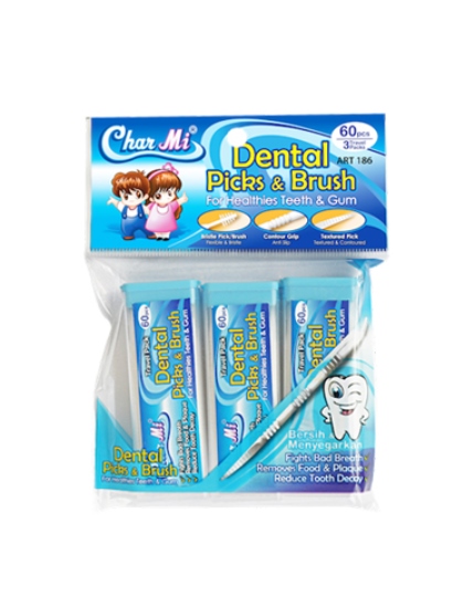 CHAR MI DENTAL PICKS & BRUSH (ART 186) 180 PCS CHAR MI DENTAL PICKS & BRUSH (ART 186) 180 PCS