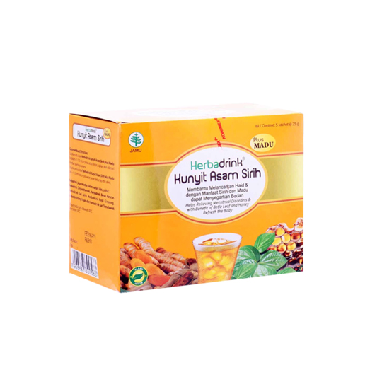 HERBADRINK KUNYIT ASAM SIRIH PLUS MADU 25 G 5 SACHET HERBADRINK KUNYIT ASAM SIRIH PLUS MADU 25 G 5 SACHET