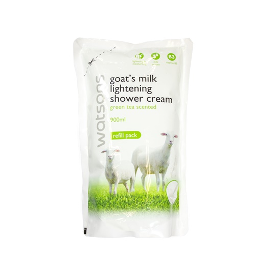 WATSONS GOAT'S MILK SHOWER CREAM GREEN TEA REFILL 900ML WATSONS GOAT'S MILK SHOWER CREAM GREEN TEA REFILL 900ML