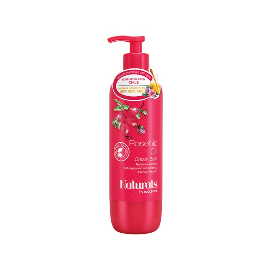 WATSONS NATURALS ROSEHIP OIL CREAM BATH 490ML WATSONS NATURALS ROSEHIP OIL CREAM BATH 490ML