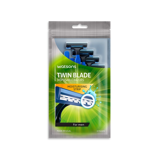 WATSONS MENS TWIN BLA DISPOSABLE RAZOR 6 PIECES WATSONS MENS TWIN BLA DISPOSABLE RAZOR 6 PIECES