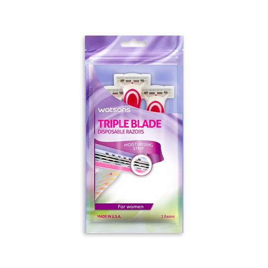 WATSONS LADIES TRIPLE BLADE DISPOSABLE RAZOR 3 PIECES WATSONS LADIES TRIPLE BLADE DISPOSABLE RAZOR 3 PIECES