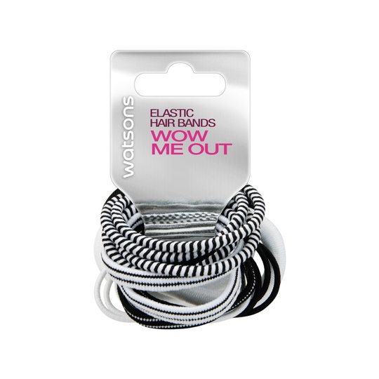 WATSONS ELASTIC HAIR BAND BLACK & WHITE 20 PIECES WATSONS ELASTIC HAIR BAND BLACK & WHITE 20 PIECES