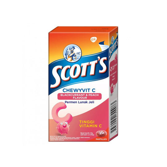 SCOTT CHEWYVIT C RASA BLACKCURRANT & PEACH 30 MG TABLET SCOTT CHEWYVIT C RASA BLACKCURRANT & PEACH 30 MG TABLET